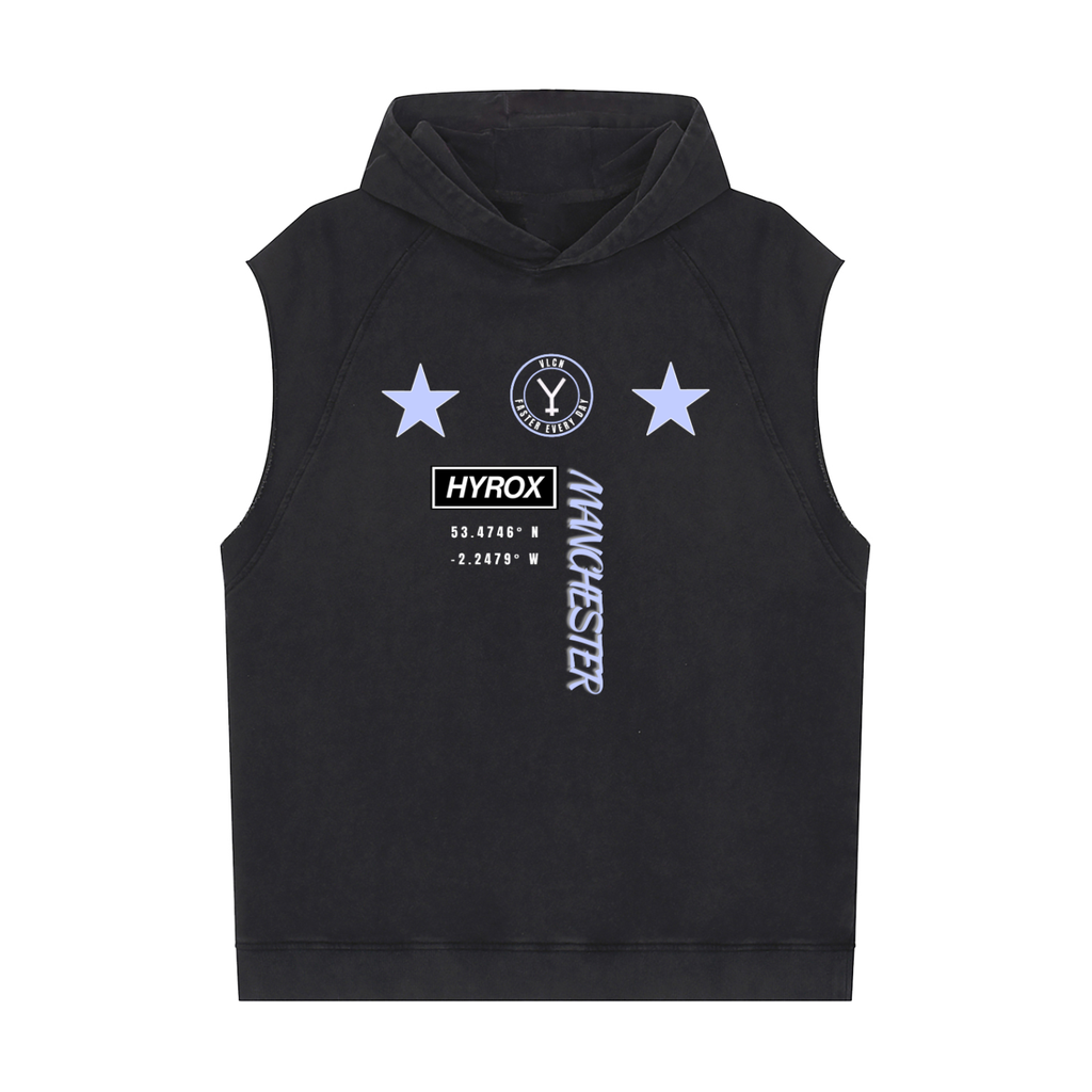 VLCN Hyrox Manchester Snow Washed Sleeveless Hoodie