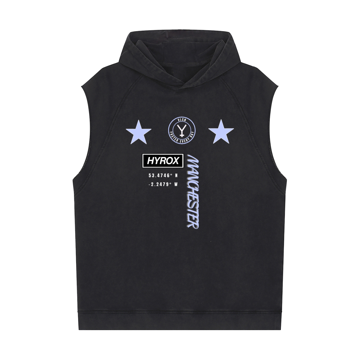 VLCN Hyrox Manchester Snow Washed Sleeveless Hoodie