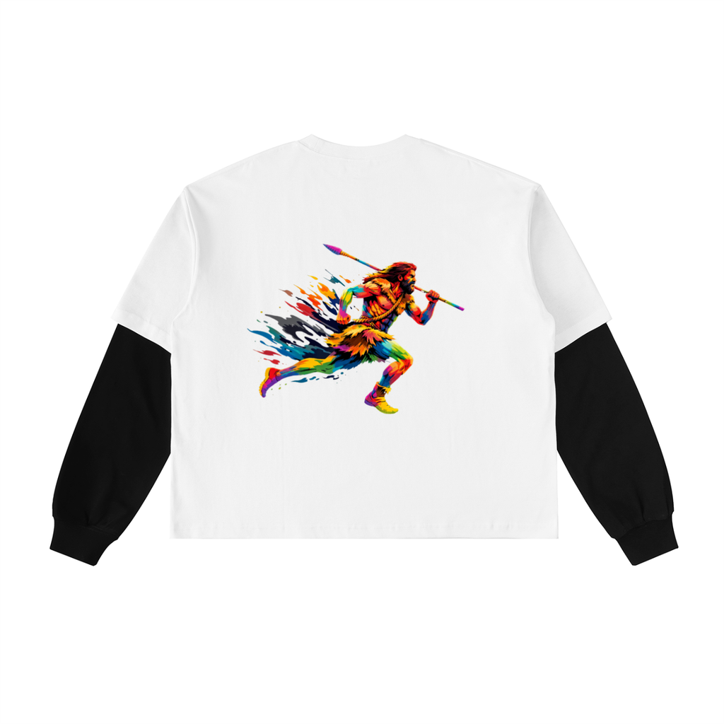 VLCN Primal Athlete Contrast Sleeve Cotton T-Shirt